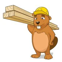 Цветной вариант раскраски бобер строитель