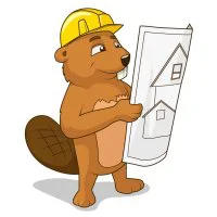 Цветной вариант раскраски бобер прораб