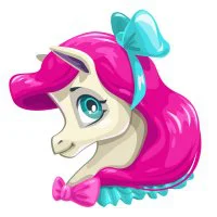 Цветной вариант раскраски пони с бантиком