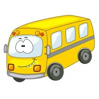 Цветной вариант раскраски детский автобус