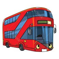 Цветной вариант раскраски двухэтажный автобус