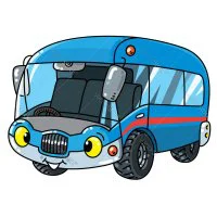 Цветной вариант раскраски автобус для пассажиров