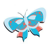 Цветной вариант раскраски бабочка похожа на маску