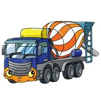 Цветной вариант раскраски бетономешалка