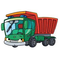 Цветной вариант раскраски самосвал