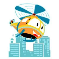 Цветной вариант раскраски милый вертолет