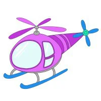 Цветной вариант раскраски вертолет с пропеллером