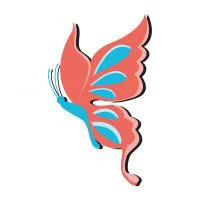 Цветной вариант раскраски бабочка для самых маленьких