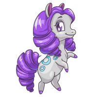 Цветной вариант раскраски милый пони с красивой гривой