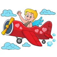 Цветной вариант раскраски самолет в облаках