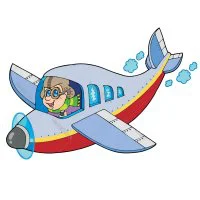 Цветной пример раскраски смешной самолет