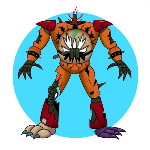 Цветной пример раскраски ruined glamrock fnf