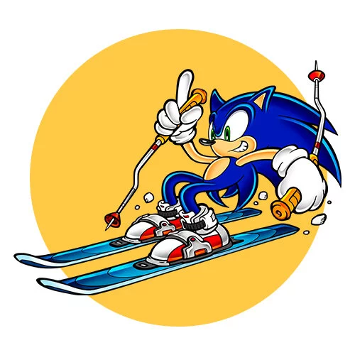 Цветной пример раскраски соник на лыжах