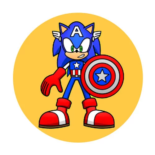 Цветной вариант раскраски соник капитан америка