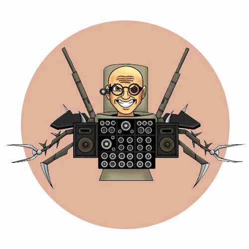 Цветной вариант раскраски ученый скибиди