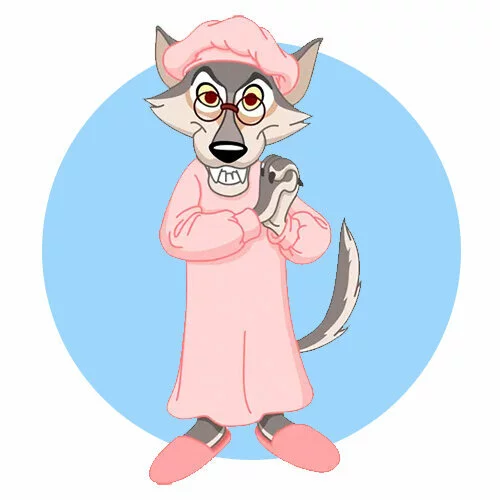 Цветной пример раскраски волк из красной шапочки