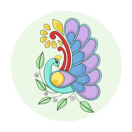 Цветной вариант раскраски павлин мотивы