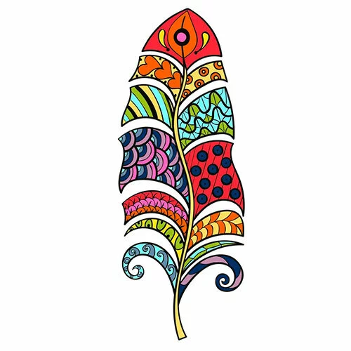 Цветной пример раскраски антистресс перо павлина