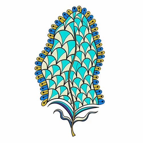 Цветной вариант раскраски перо павлина антистресс