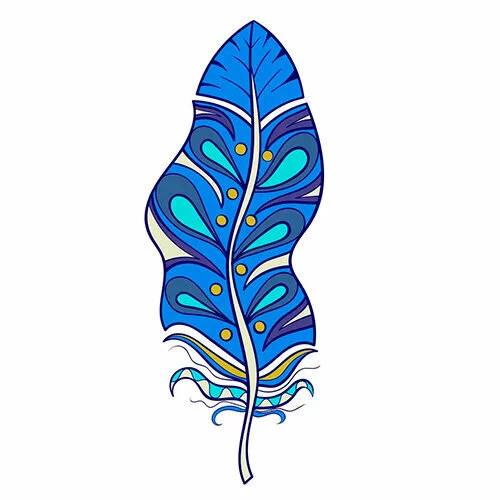 Цветной вариант раскраски павлин перо антистресс