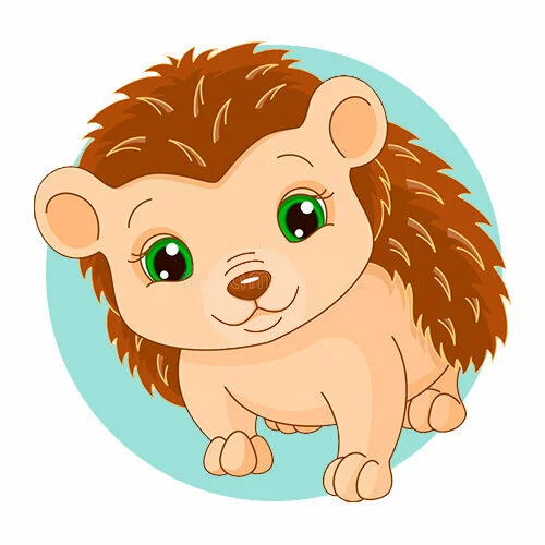 Цветной вариант раскраски красивый ежик