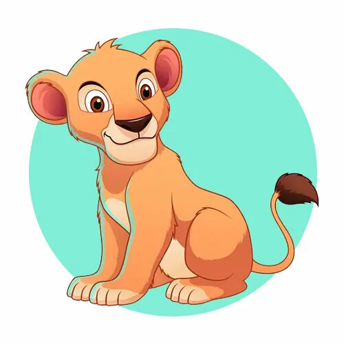 Цветной вариант раскраски симба львенок