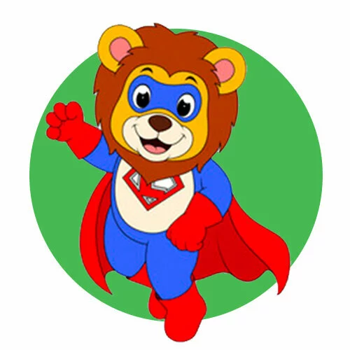 Цветной вариант раскраски лев супермен