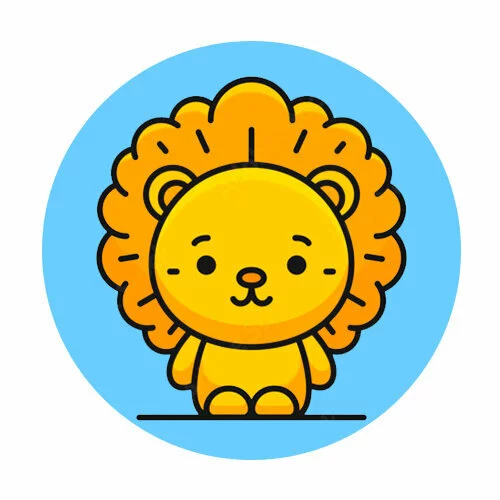 Цветной вариант раскраски львенок для малышей