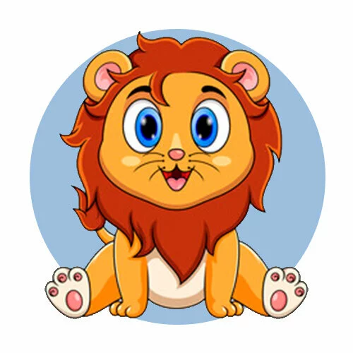 Цветной пример раскраски львенок расселся