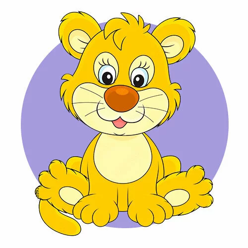 Цветной вариант раскраски милашный львенок