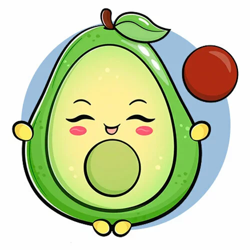 Цветной вариант раскраски авокадо девочка милое каваи