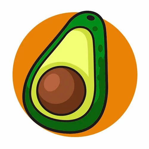 Цветной вариант раскраски фрукт авокадо
