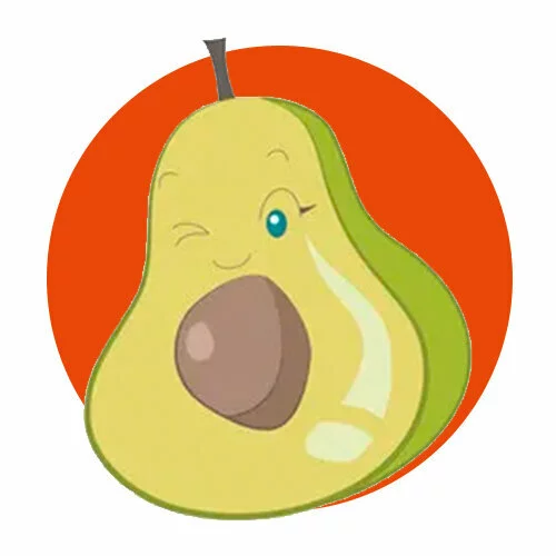 Цветной вариант раскраски авокадо объемное