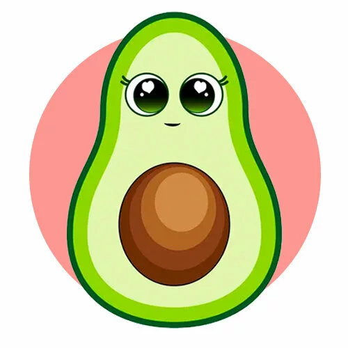 Цветной вариант раскраски авокадо с глазами
