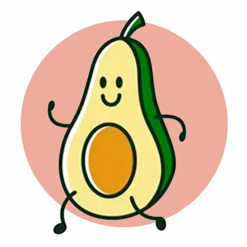 Цветной вариант раскраски бегущее авокадо