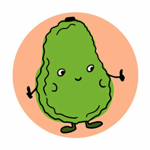 Цветной вариант раскраски авокадо фрукт