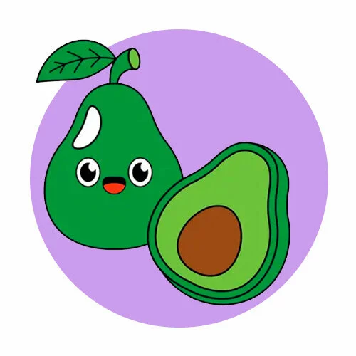 Цветной вариант раскраски обведи по линии авокадо