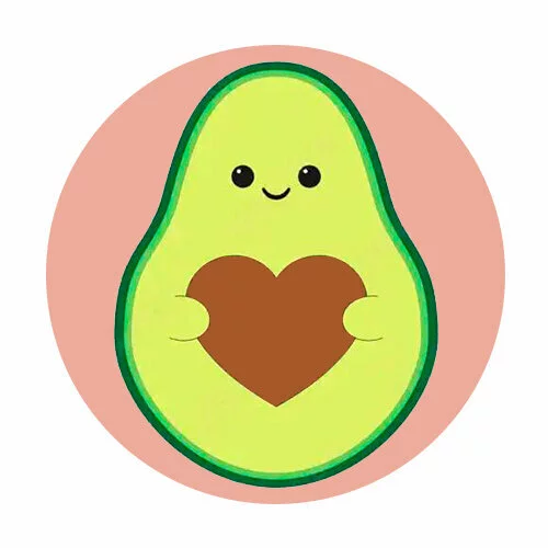 Цветной вариант раскраски авокадо с сердечком