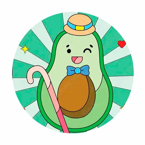 Цветной пример раскраски авокадо в бабочке