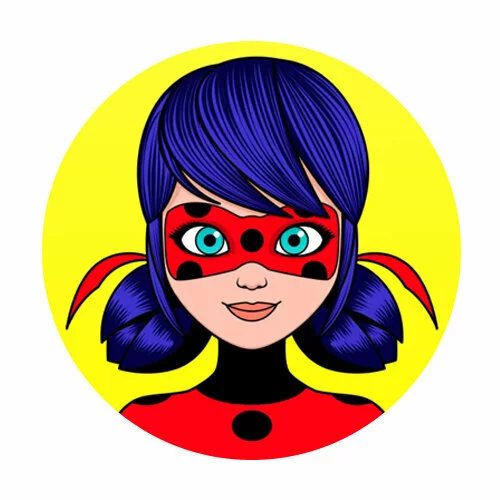 Цветной вариант раскраски леди баг в маске голова