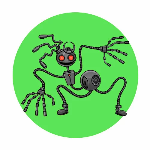 Цветной вариант раскраски робот мама длинные ноги