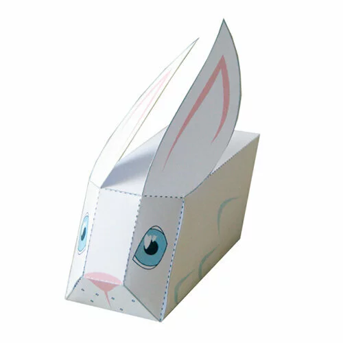 Цветной пример раскраски раскрась, вырежи и склей заяц