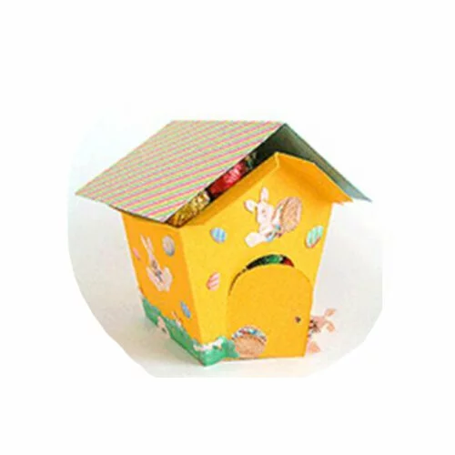 Цветной пример раскраски раскрась, вырежи и склей домик с дверкой