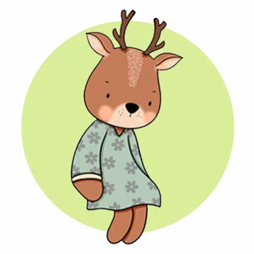 Цветной вариант раскраски олень девочка