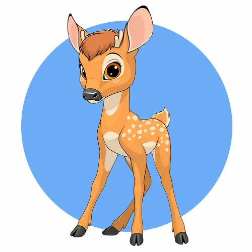 Цветной вариант раскраски очень милый олененок