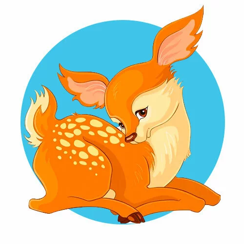 Цветной вариант раскраски олень лежит