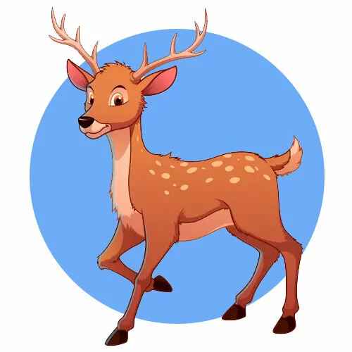 Цветной вариант раскраски красивый статный олень