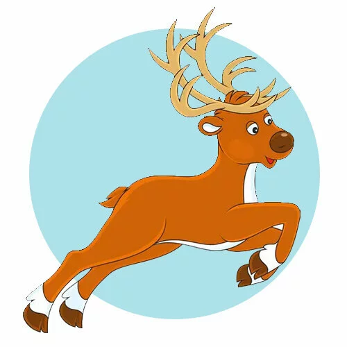 Цветной вариант раскраски северный олень