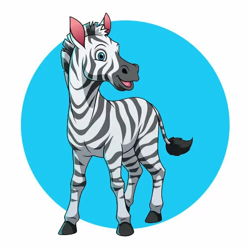 Цветной пример раскраски зебра