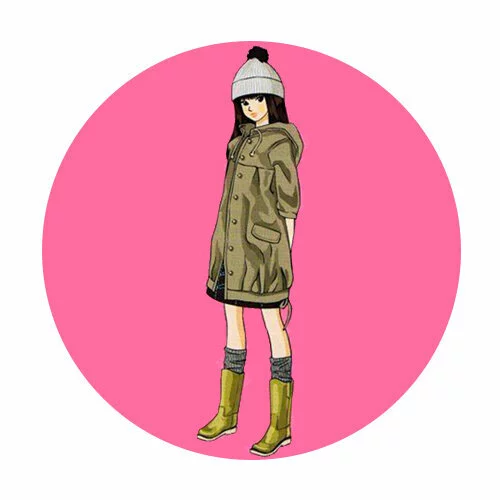 Цветной вариант раскраски цветная бумажная кукла с осенней одеждой для вырезания